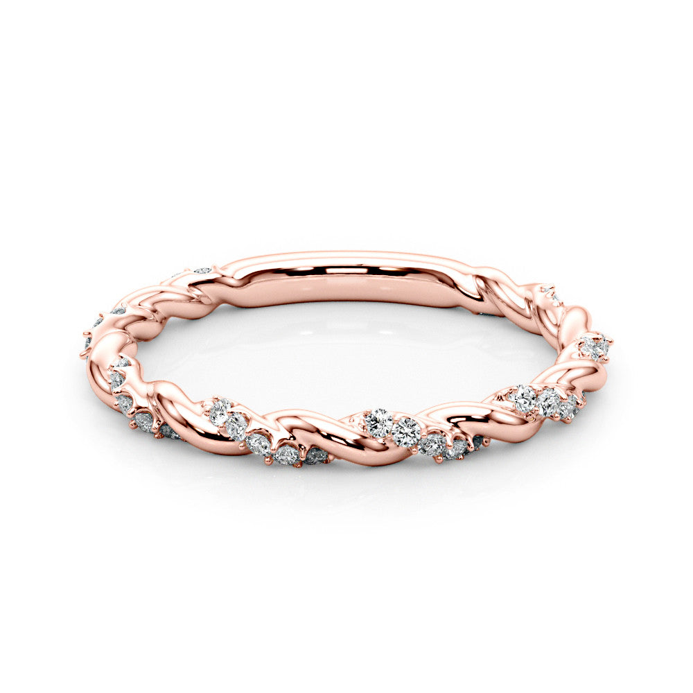 Rope Design Round Diamond Wedding Ring-VIRABYANI
